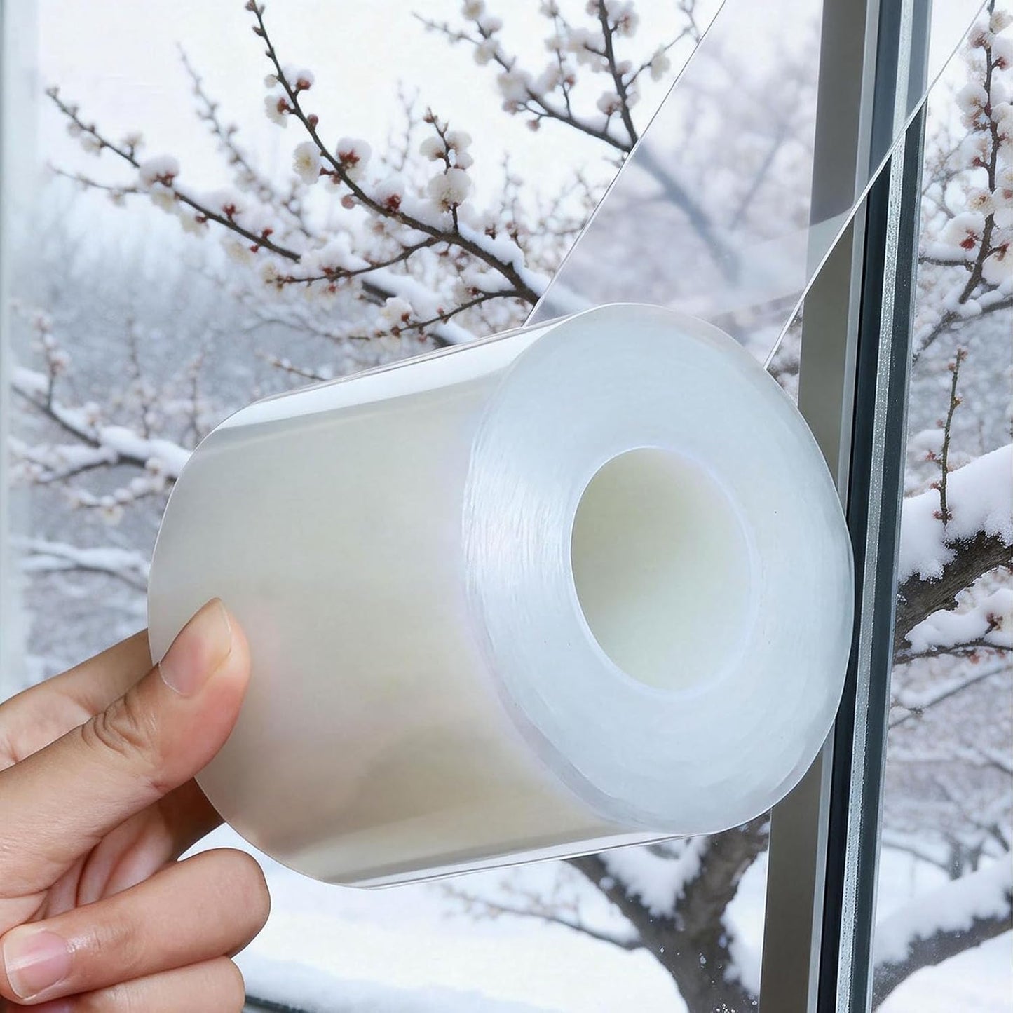 Window Sealing Tape 2 Inch x 33 FT Transparent Window Draft Insulation Residue-Free Clear Weather Stripping Caulk Tape Windproof Weatherproof Window Seal AC Units for Window Glass, Doors Gaps