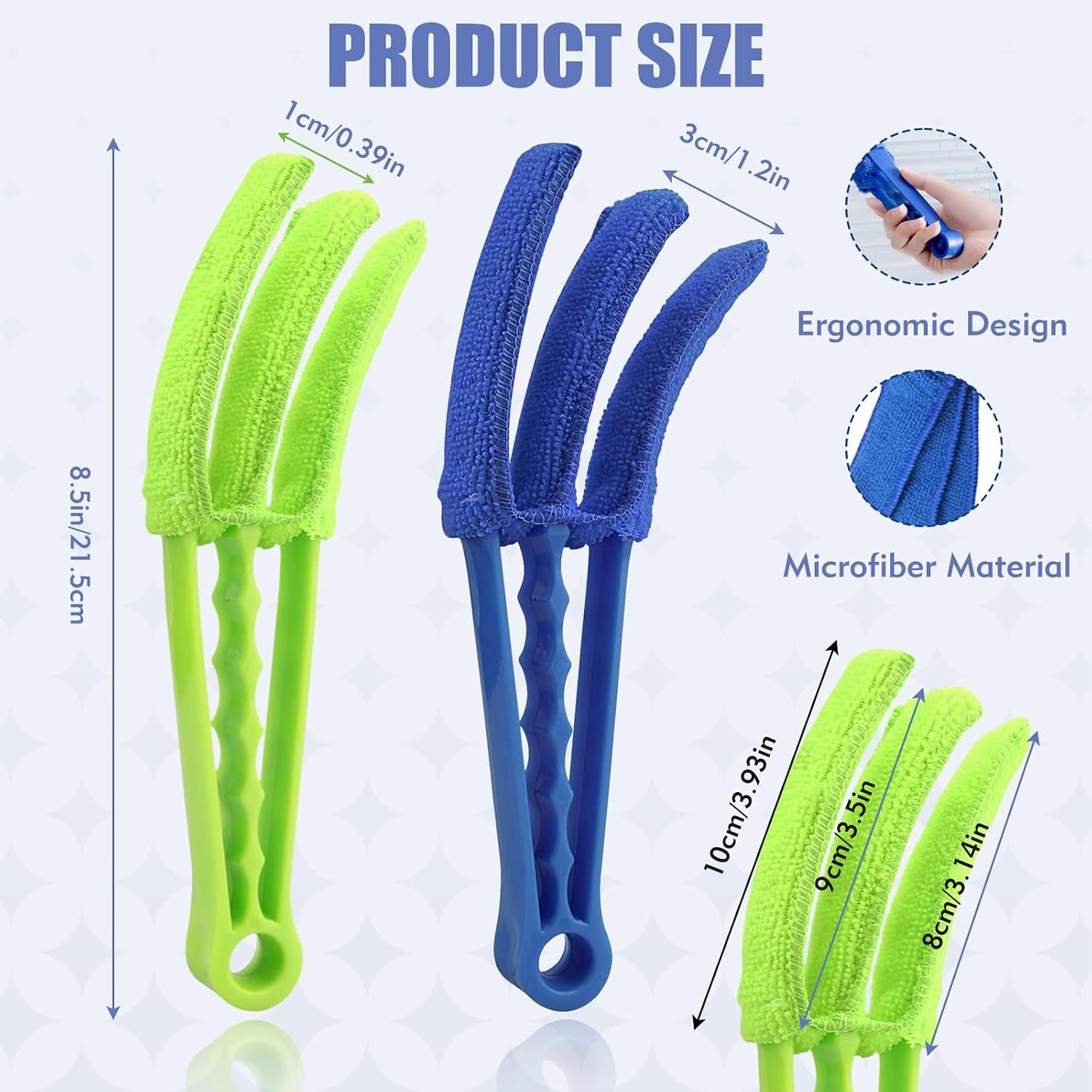 2 Pcs Blind Cleaner Duster Tool | Window Blind Duster Brush with 6 Microfiber Sleeves, Blinds Cleaner Tool for Window Blinds, Car Air Condition, Exhaust Vent