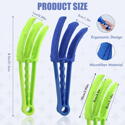 2 Pcs Blind Cleaner Duster Tool | Window Blind Duster Brush with 6 Microfiber Sleeves, Blinds Cleaner Tool for Window Blinds, Car Air Condition, Exhaust Vent