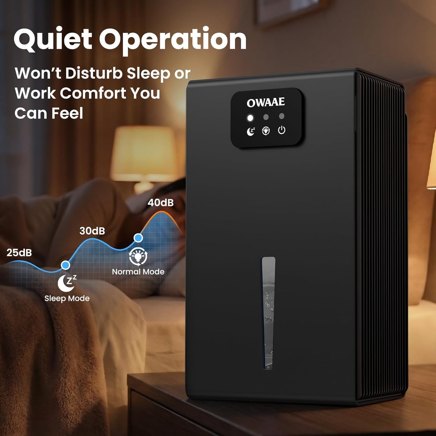 Dehumidifier, 1000 sq.ft Dehumidifiers for Home Bedroom Bathroom Basement with 95oz Water Tank, Sleep Mode, Auto Shut-Off 7 Colors LED Light, Grey