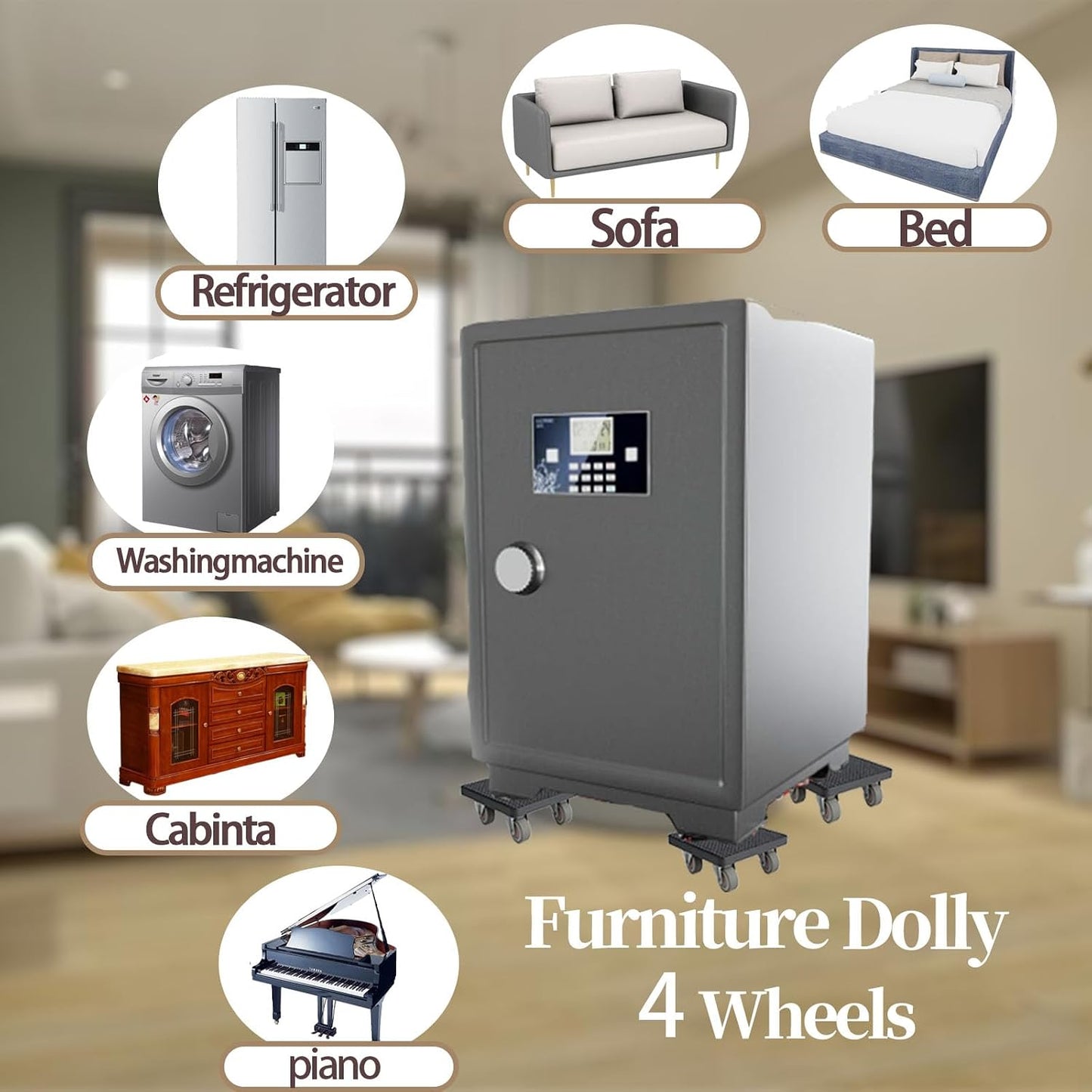 New Upgrade Furniture Sliders Furniture Movers with 4 Wheels, Furniture Lift Mover Tool Set with 360° Rotatable, Furniture Dolly for Moving Heavy Duty Sofa, Bed, Maximum Load 850LBS