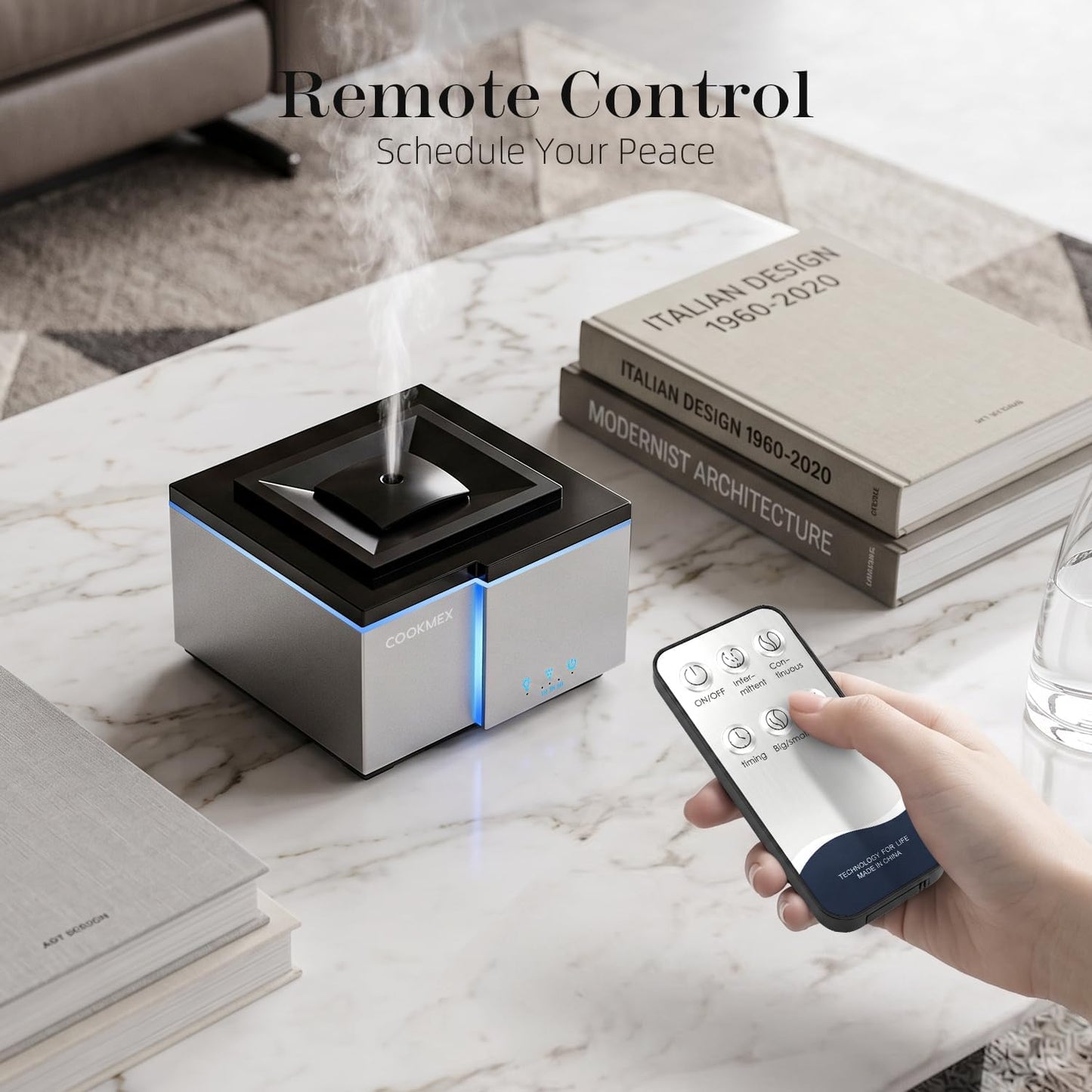500ml Essential Oil Diffuser, Ultrasonic Aromatherapy Diffuser | All-Day Long-Lasting Cool Mist Humidifier with Remote Control, 7-Color Light, Timer, Auto-Off for Home, Bedroom (Silver)