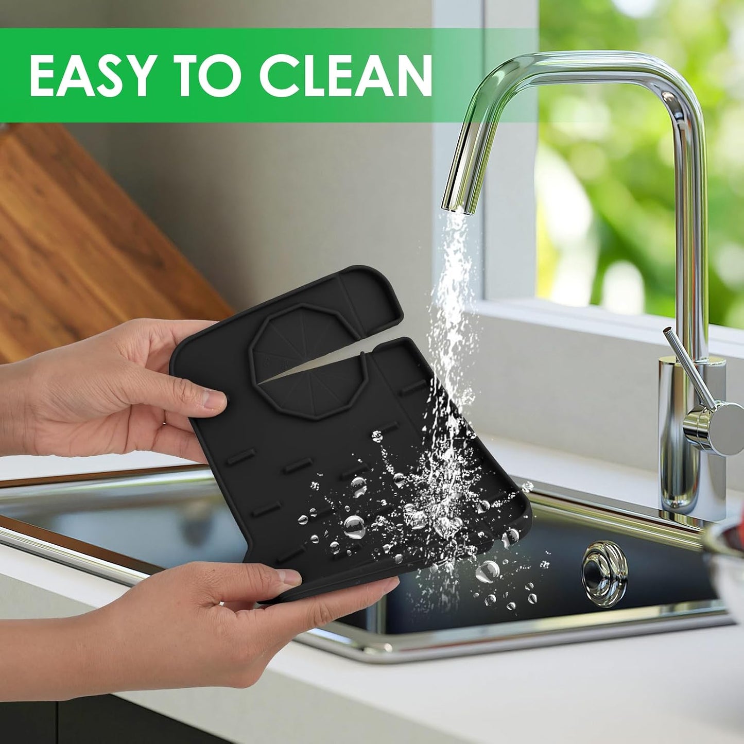 Dimeho Sink Faucet Splash Guard Mat Silicone Soap Dish Pad Faucet Handle Drip Catch Sponge Holder Sink Protector Trays for Bathroom Kitchen Countertop Gadgets Accessories