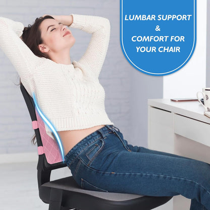 Lumbar Support Pillow for Office Chair, Back Support, Memory Foam, Grey | Improve Sitting Posture & Back Pain Relief. Lumbar Pillow Fits Office, Gaming & Car Chairs with Adjustable Dual Straps