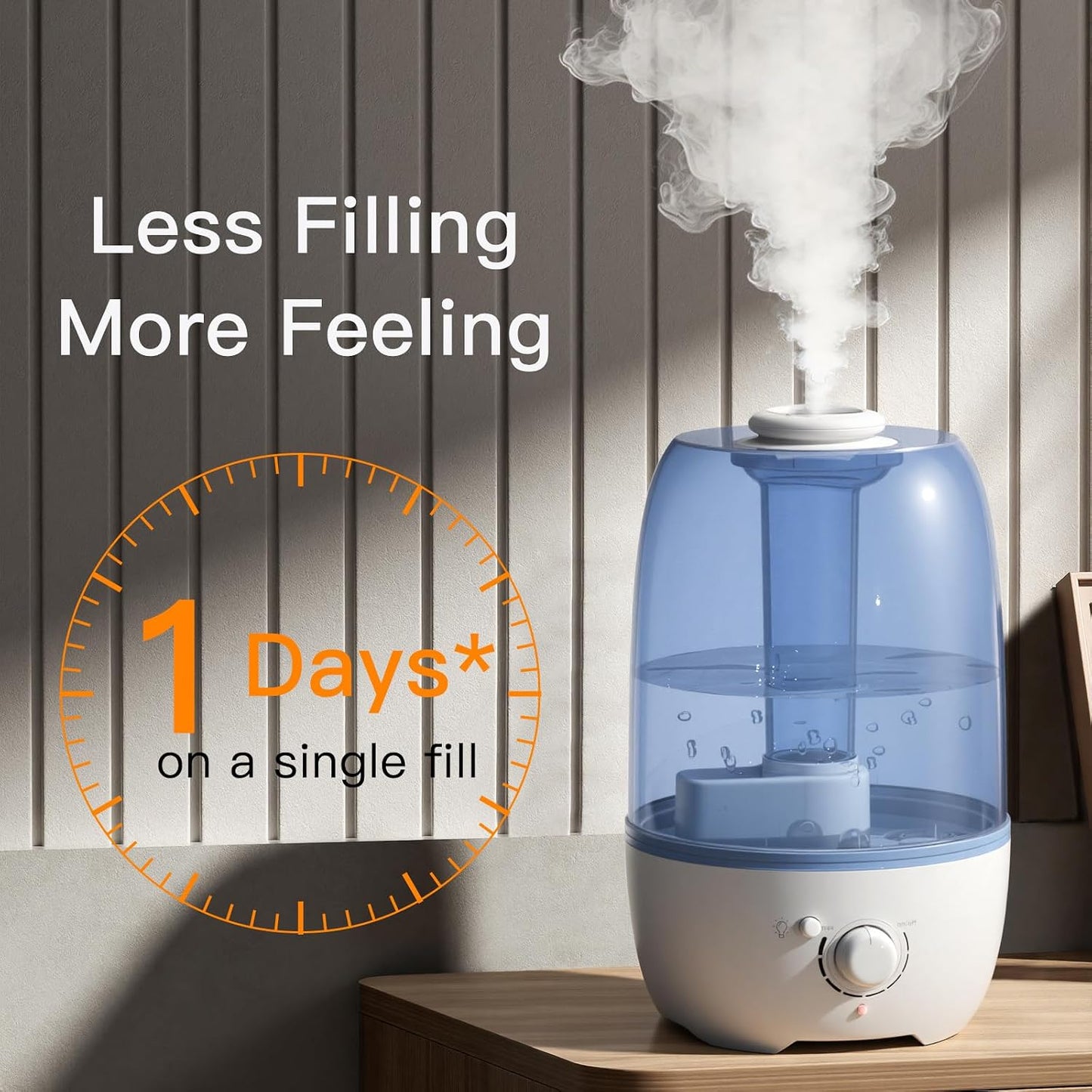 MEGAWISE 3.2L Cool Mist Humidifier for Bedroom, Ultrasonic Air Humidifier for Baby & Kids Room, Quiet Leak-Proof Design, Fine Mist, Auto Shut-Off, Essential Oil Compatible, Sleep Humidifier (White)