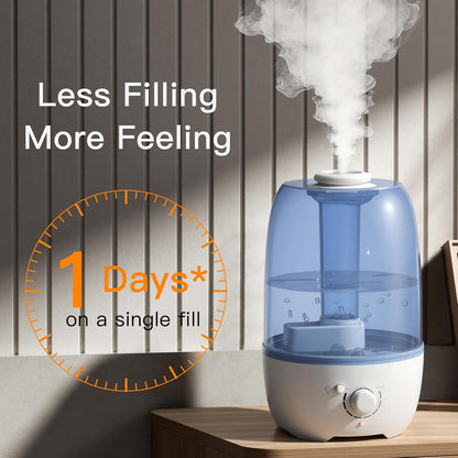 MEGAWISE 3.2L Cool Mist Humidifier for Bedroom, Ultrasonic Air Humidifier for Baby & Kids Room, Quiet Leak-Proof Design, Fine Mist, Auto Shut-Off, Essential Oil Compatible, Sleep Humidifier (White)