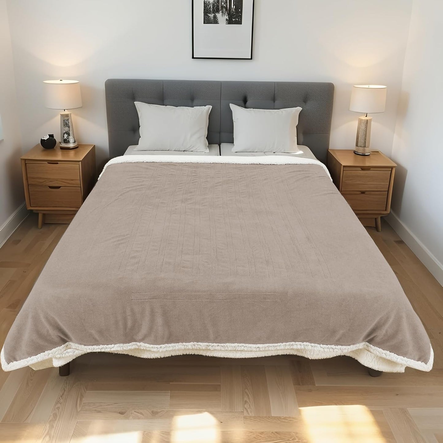 Electric Heated Blanket Full Size 72"x84" – Light Gray | ETL for Safe Overnight, 4 Heat Settings & 10H Auto Off, Dual-Sided Microplush Sherpa for Home Night, Machine washable