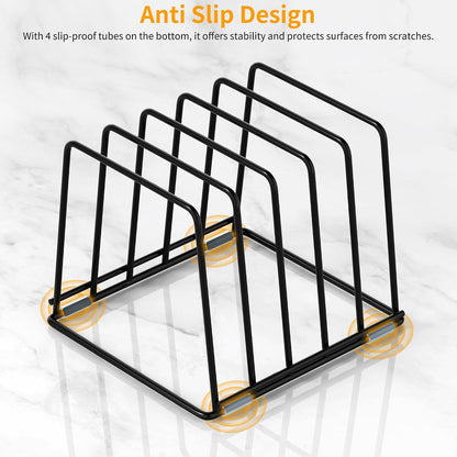 Cutting Board Organizer Kitchen Organizer Rack for Cutting Board, Bakeware, and Cookie Sheet, 5-Slot Heavy-Duty Steel Cookware Holder,Rust-Resistant with Anti-Slip Feet (1, Small)