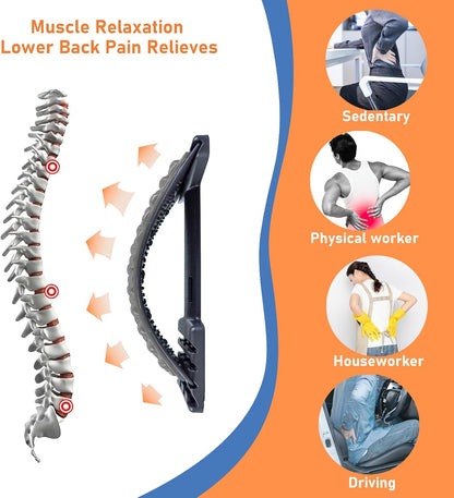 Back Stretcher for Lower Back Pain Relief - 4 Level Adjustable Spine Decompression & Cracking Device, Lumbar Support for Sciatica, Scoliosis and Posture Correction (Orange)