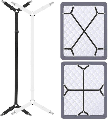 Bed Sheet Holder Straps,Sheet Straps Adjustable Bed Sheet Clips Fasteners Keep Sheets Stays in Place,White 2Pcs/Set