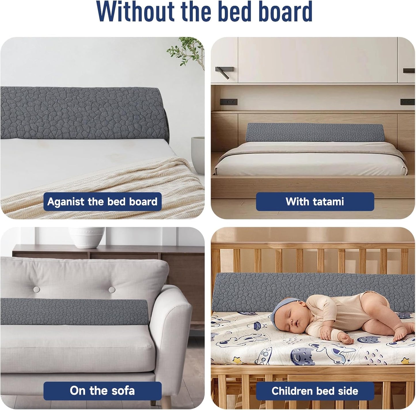 Patented Bed Wedge Pillow for Headboard Gap, Filler Between Mattress Gaps (0-7"), Comfortable Supportive High Density Cushioned Foam Pillows, Stay in Place Gripping Dots, King Soft Gray (76"x10"x6")