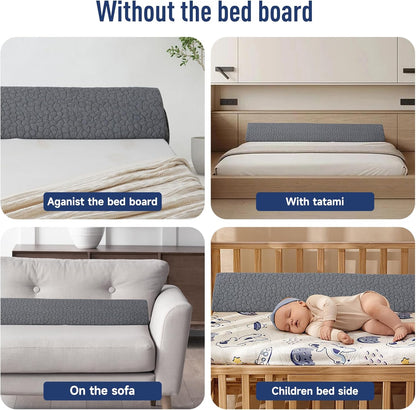 Patented Bed Wedge Pillow for Headboard Gap, Filler Between Mattress Gaps (0-7"), Comfortable Supportive High Density Cushioned Foam Pillows, Stay in Place Gripping Dots, King Soft Gray (76"x10"x6")