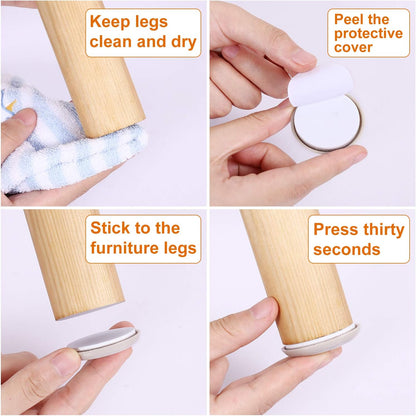 Ezprotekt 16 Pack Self-Stick Furniture Chair Leg Sliders for Carpet, 2-1/8" Self-Adhesive Round Furniture Movers Sliders, Carpet Chairs Furniture Glides, Carpet Moving Sliders Easily Move (Beige)