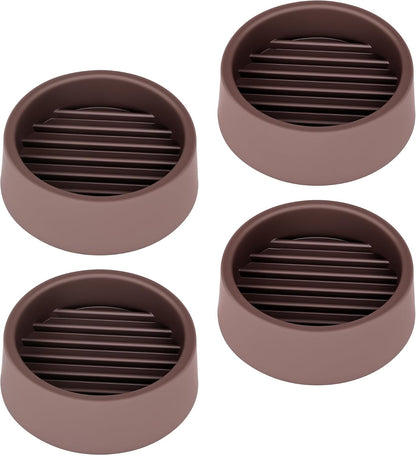 2X2 Round Rubber Caster Cups, Non Slip Furniture Pads - 4 Pack | Anti-Slip Gripper, Anti Skid Furniture Feet, Anti Slide Floor Protector for Bed Couch Table Chair Stoppers, Black