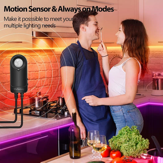 RGB Under Cabinet Lights with Motion Sensor, 6 Pre-Cut LED Strip Lights with Remote Control, Music Sync Color Changing Closet Lights, for Kitchen, Counter, Shelf, TV Backlight, Bookcase, 9.8ft