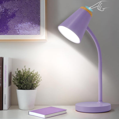 EJIAXIN Clip on Desk Lamp for Home Office - Small LED Touch Dimmable Reading Light for College Dorm Room - Adjustable Flexible Gooseneck Clamp Light Table Lamp for Bedside Bedroom Bed Headboard White