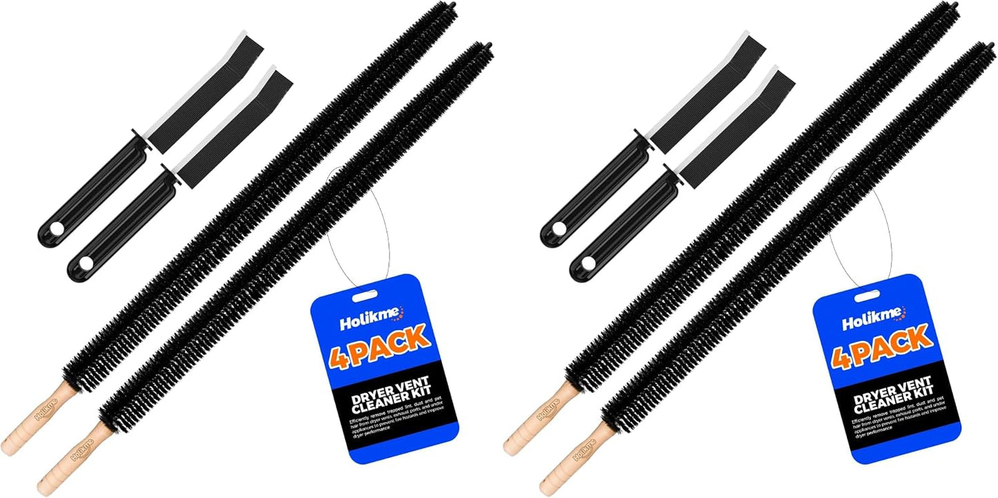 Holikme Dryer Vent Cleaner Kit, 2 Pcs Replacement Lint Brush for Vent Trap | Dryer Vent Cleaning Kit with Crevice Tool - Deep Lint Brush for Dryer Trap & Filter, Flexible Nylon Bristles