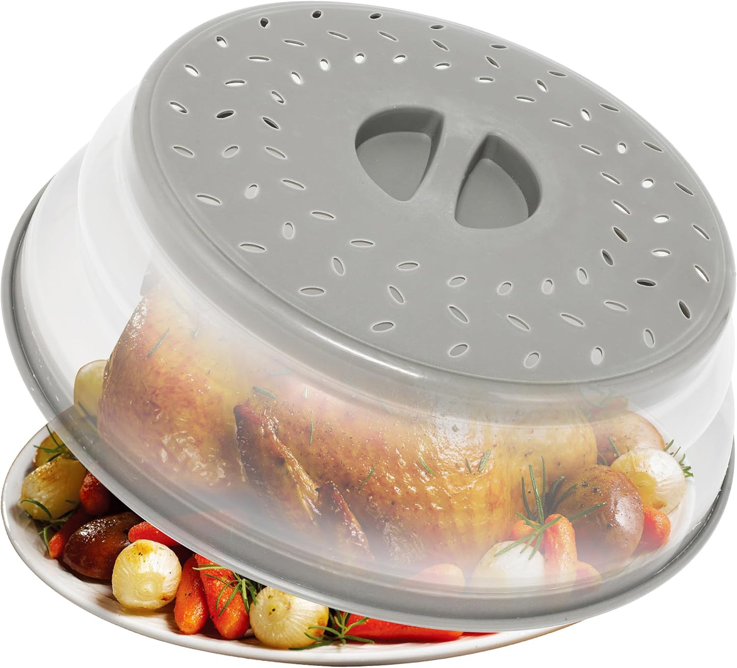 Collapsible Microwave Food Cover, Splatter Guard,Vented Microwave Lid for Food, BPA free TPR, Dishwasher safe，12inch,Grey
