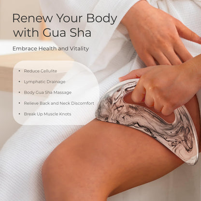 Scienlodic Gua Sha Massage Tool with Handle (Resin) Larger Guasha Scraping Tool for Back Neck Face Leg Massage, Lymphatic Drainage, Cellulite Remove - Large