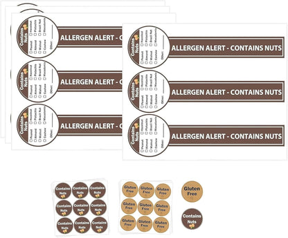 2 x4 Inch Tamper Food Allergy Nuts Stickers Contains Nuts Labels Total 460 Pcs Allergies Food Rotation Advisory Circle Dots for Grocery Stores,Food Packaging