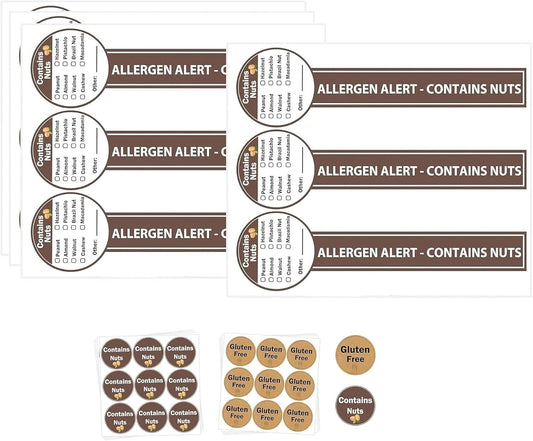 2 x4 Inch Tamper Food Allergy Nuts Stickers Contains Nuts Labels Total 460 Pcs Allergies Food Rotation Advisory Circle Dots for Grocery Stores,Food Packaging