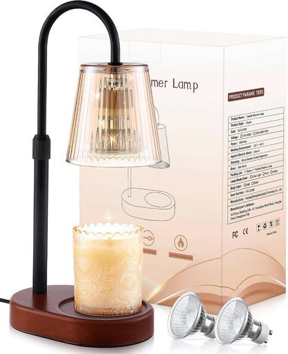 Adjustable Candle Warmer Lamp with Timer - Electric Light Wax Warming | Dimmable, Flameless, Top Melter Heater Melting Heating Height Small Jar Candles Gifts Women Mom Birthday Desk Modern Decor
