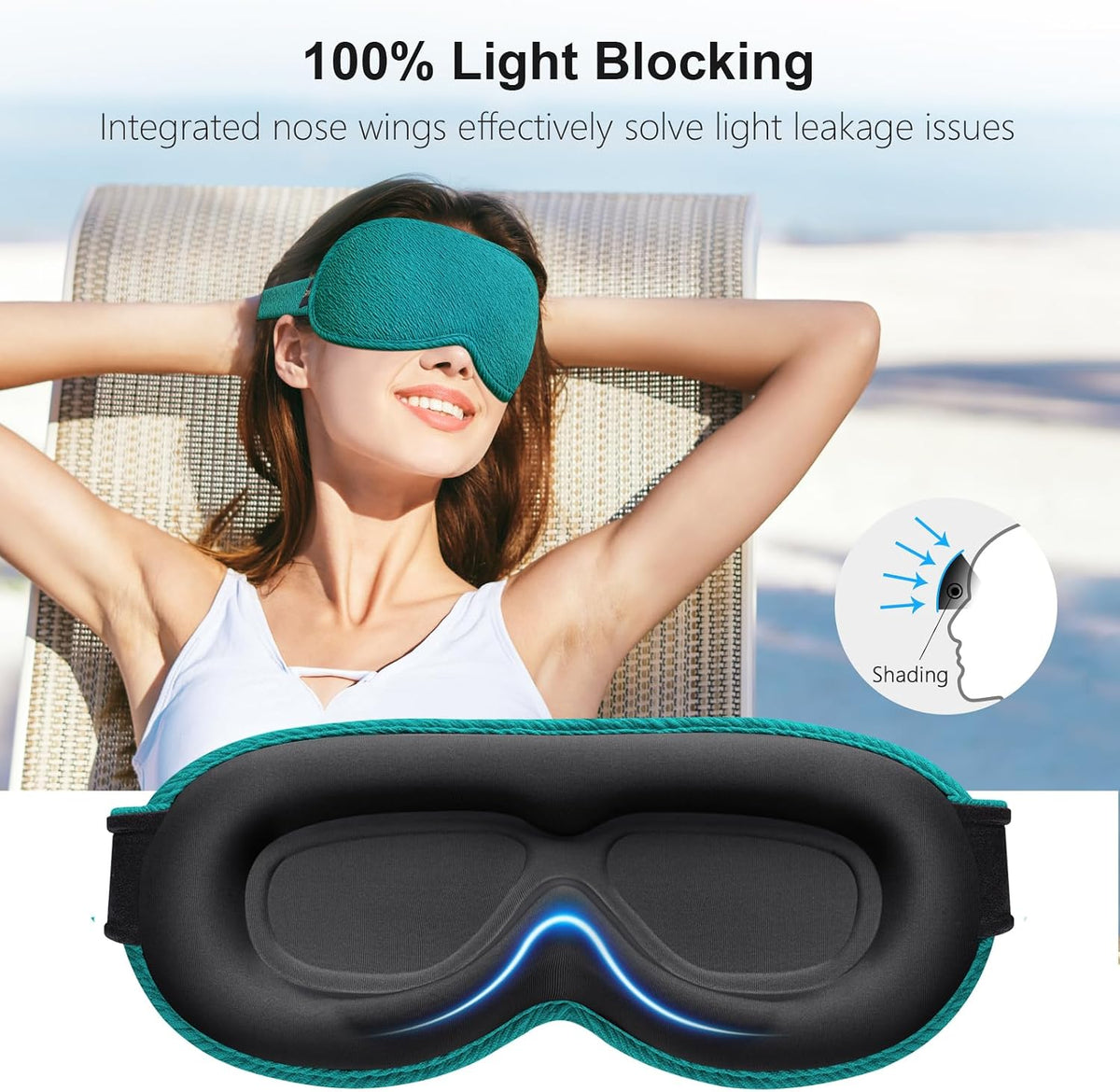 Gritin 100% Blackout Sleep Eye Mask for Women Men, Zero Pressure Sleep Mask