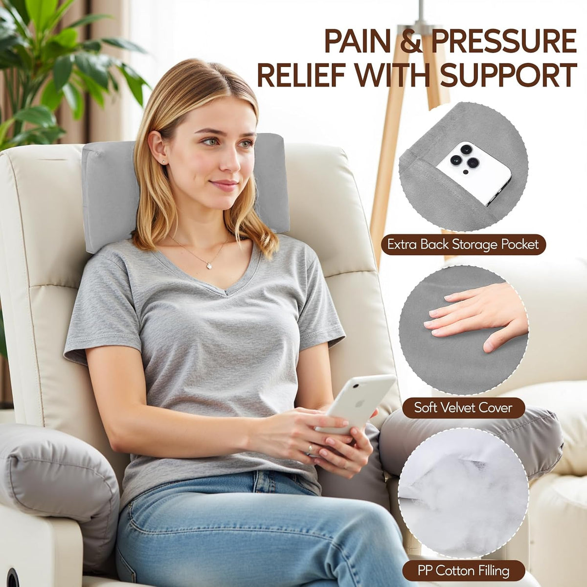 Neck Pillow for Recliner Chair, Adjustable Recliner Pillow for Headrest