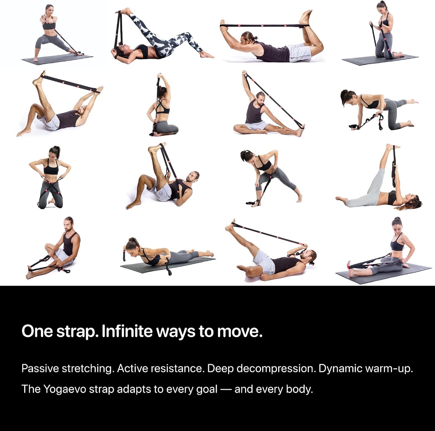 YogaEVO Elastic Stretching Strap with Loops for Physical Therapy