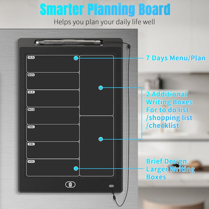 Magnetic Weekly Chore Chart for Adults, 9.8”×6.7” Small to Do List Dry Erase Board for Fridge Grocery Shopping Kitchen Menu Planning Whiteboard Refrigerator Digital Notepad Blackboard Meal Planner