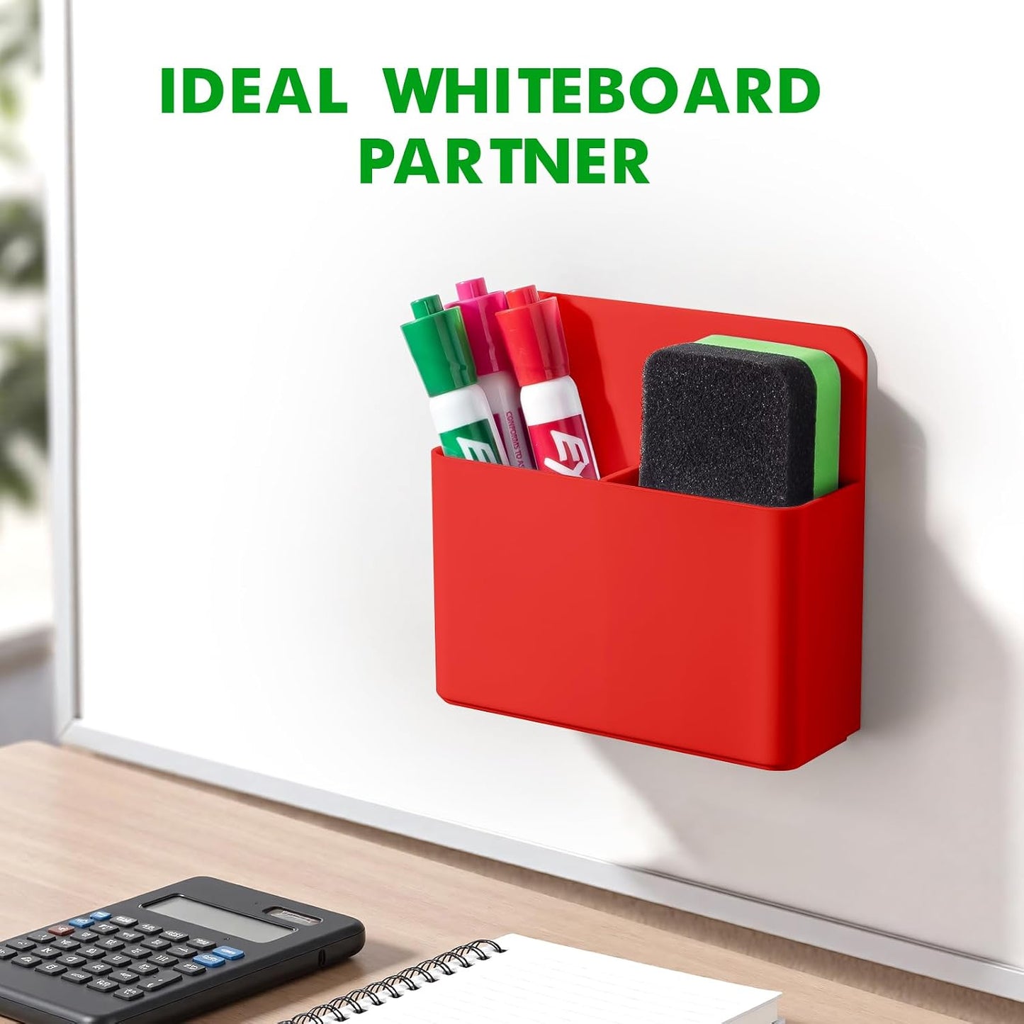 2 Pack Magnetic Pen Holder Cup for Whiteboard, Classroom Supplies | Plastic Magnetic Dry Erase Marker Holder for Refrigerator Fridge, Pencil Cup for School, Locker Accessories Organizer-White
