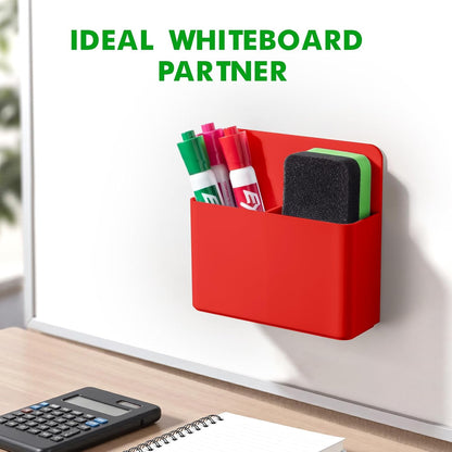 2 Pack Magnetic Pen Holder Cup for Whiteboard, Classroom Supplies | Plastic Magnetic Dry Erase Marker Holder for Refrigerator Fridge, Pencil Cup for School, Locker Accessories Organizer-White