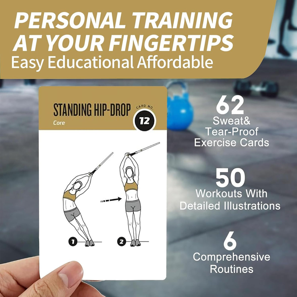Half Balance Ball Workout Cards, 62 Exercises Cards Deck Large Size 5" x 3.5" Fitness Cards for Women & Men, Beginner Fitness Guide to Training Exercises at Home or Gym