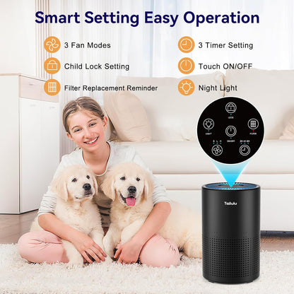 Tailulu Air Purifiers for Home 1200 Ft², H13 True HEPA Air Purifier Bedroom