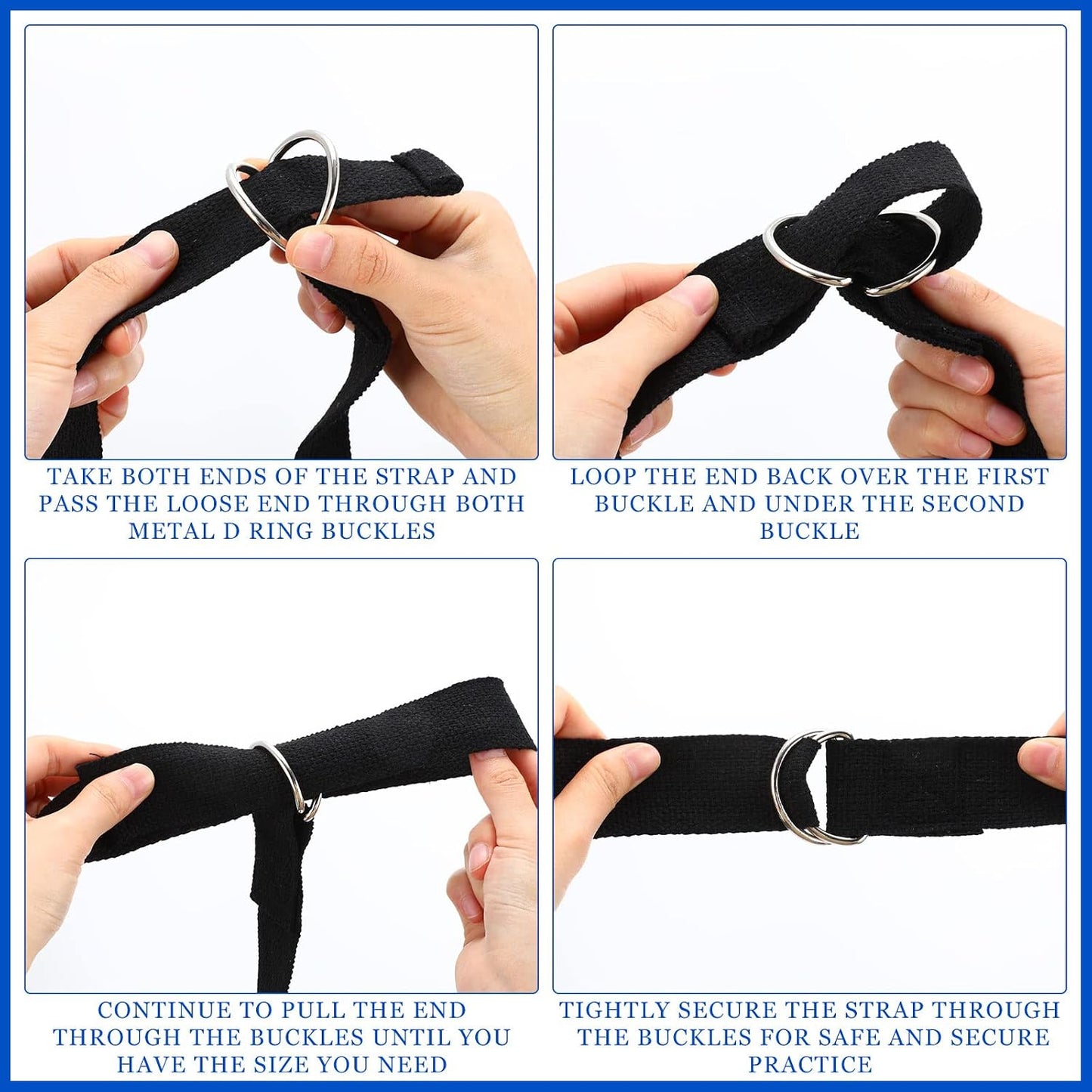 6 Pcs Yoga Strap for Stretching 8 ft Yoga Exercise Adjustable Straps Bands with Safe D Ring Buckle for Pilates, Gym Workouts, Fitness, Physical Exercise, Dance, Improve Flexibility
