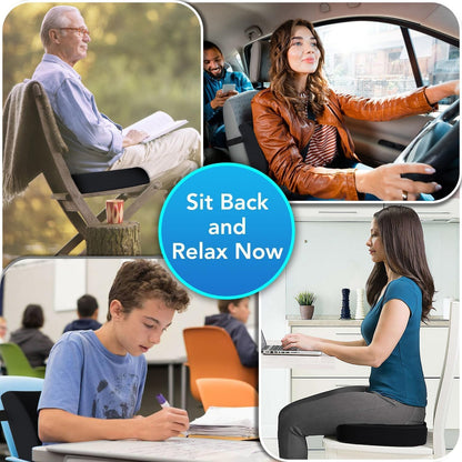 QUTOOL Seat Cushion and Lumbar Support Set for Office Chair – Supports Lower Back & Hips for Long Sitting Comfort, Helps Maintain a Comfortable Sitting Position, Ergonomic Memory Foam, Washable Cover