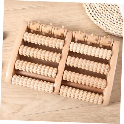 Wooden Foot Therapy Roller Massager 5-Row Acupressure Ball Foot Massager for Plantar Relief and Reflexology Massage at Home for Men and Women