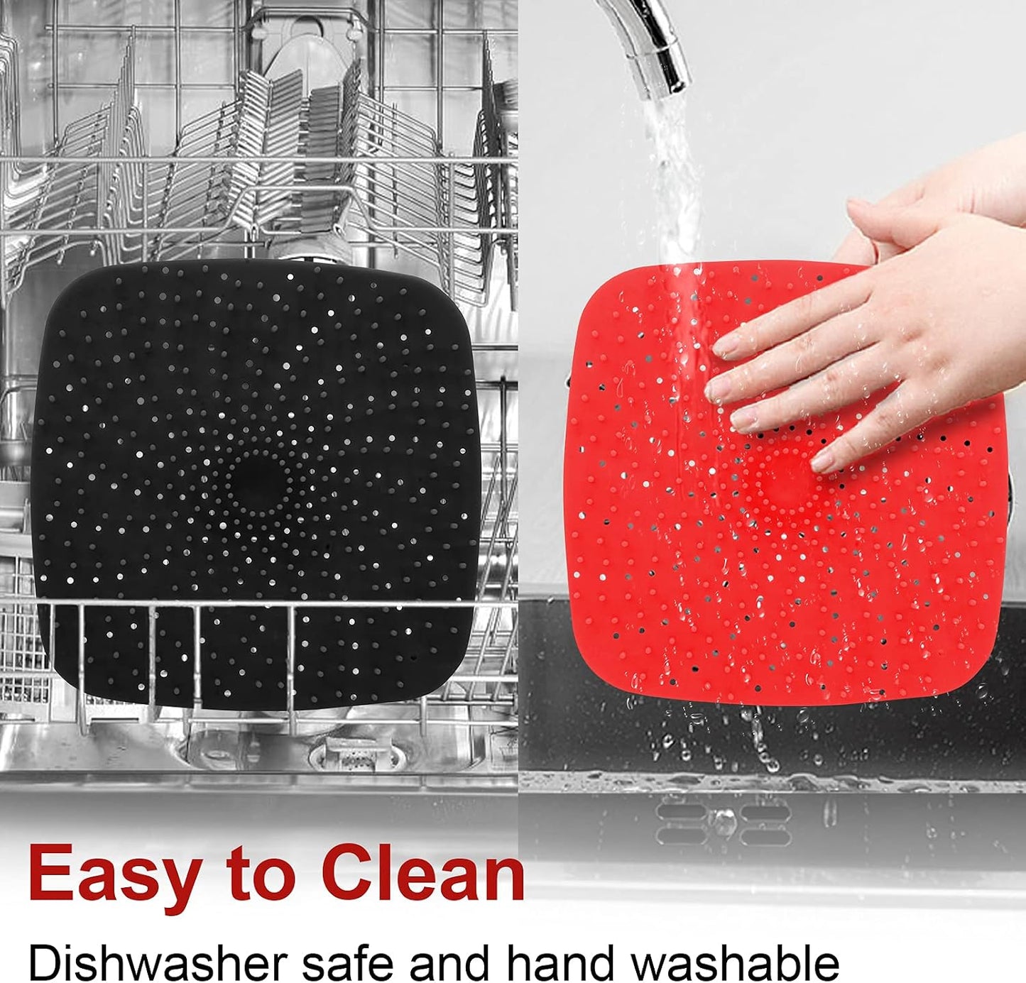 Upgrade Reusable Air Fryer Liners with Raised Silicone | Patented Product | BPA Free Non-Stick Air Fryer Mats | Air Fryer Silicone Tray Accessories | 2 Size Options – 9 Inch Square