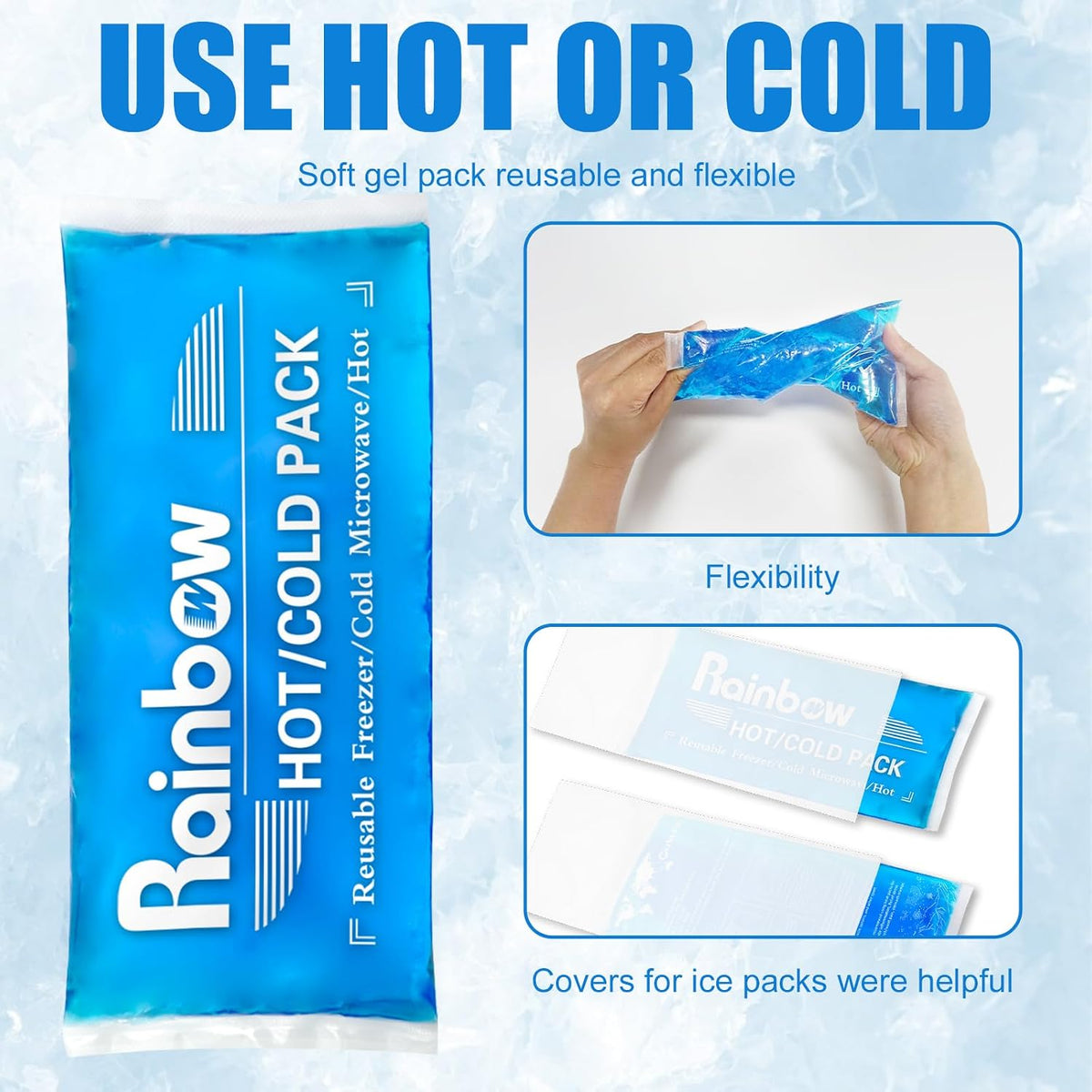 Reusable Ice Gel Pack for Injuries, Soft Cold Pack Ice Wrap Hot Cold Compress Alleviate Inflammation Joint Pain Muscle Soreness, Flexible & Adjustable for Shoulder Elbow Foot Ankle Knee Wrist Leg Neck