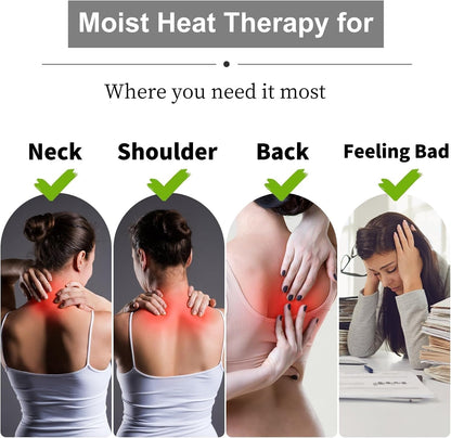 Relief Expert Microwavable Neck & Shoulder Heating Pad - Moist Heat Therapy Wrap with Flaxseeds Fillings for Muscle Relaxation, Ideal Christmas Gift (Grey)