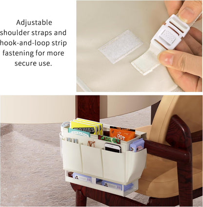 Bedside Caddy Bedside Organizer,Bed Caddy with 11 Pockets and Power Strip Holder,Versatile Bedside Storage Caddy for Home,Dorm,Bunk,Hospital,Crib Bed (Pink)