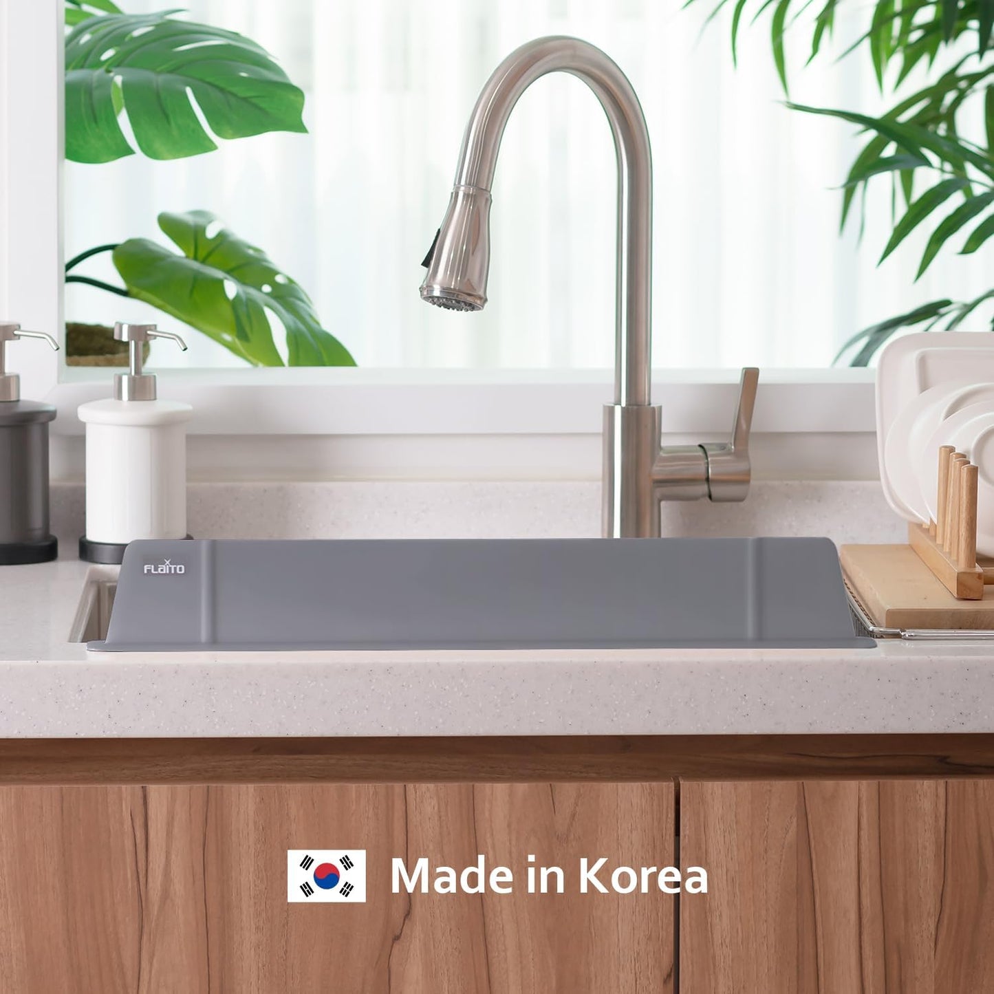 1 Pack Sink Splash Guard for Faucet, Kitchen Water Guard, Gray