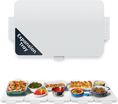Chefman Everything Warmer Electric Warming Tray, 20” x 16” Modular Expanding Design, Graphene Full-Surface Heating, Food Warming Mat for Parties, Gatherings & Daily Use, Two Tempered Glass Panels
