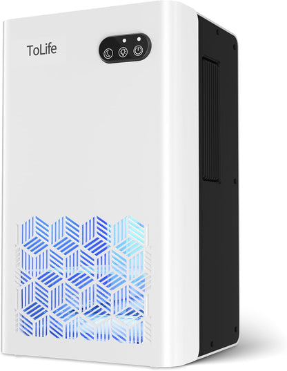 ToLife Dehumidifier for Home, 1000 sq.ft Dehumidifiers for Bedroom Bathroom Basement with 95 OZ Water Tank, Auto Shut Off 7 Colors LED Light, White Black