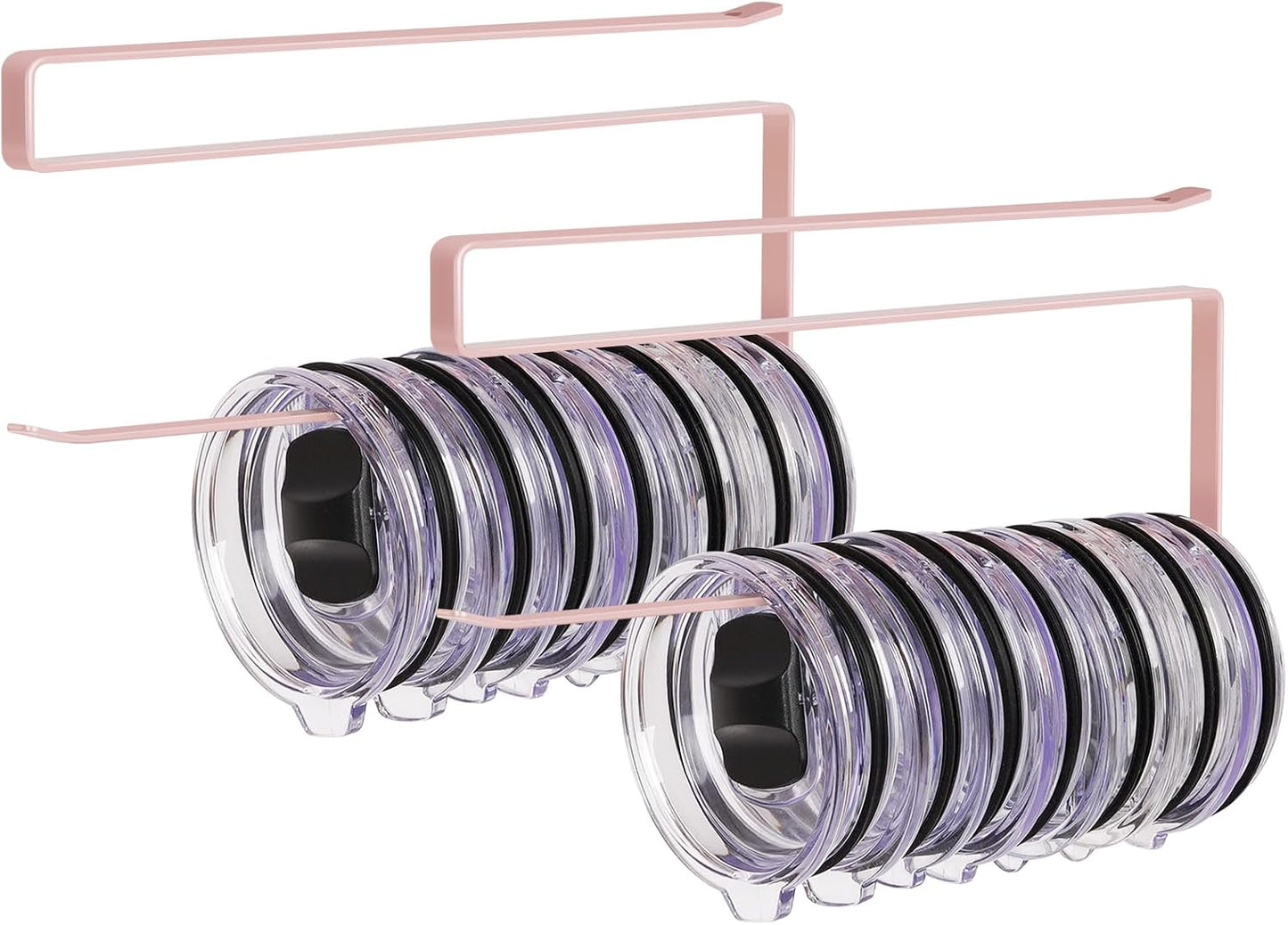 Tumbler Lid Organizer, Versatile Tumbler Lid Storage Holds 10 Lids, Black | Space Saving Cup Lid Organizers Inside Cabinet Tumbler Lid Hook for Kitchen Organizer and Storage, Paper Towel Rack Hanger