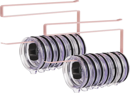 Tumbler Lid Organizer, Versatile Tumbler Lid Storage Holds 10 Lids, Black | Space Saving Cup Lid Organizers Inside Cabinet Tumbler Lid Hook for Kitchen Organizer and Storage, Paper Towel Rack Hanger