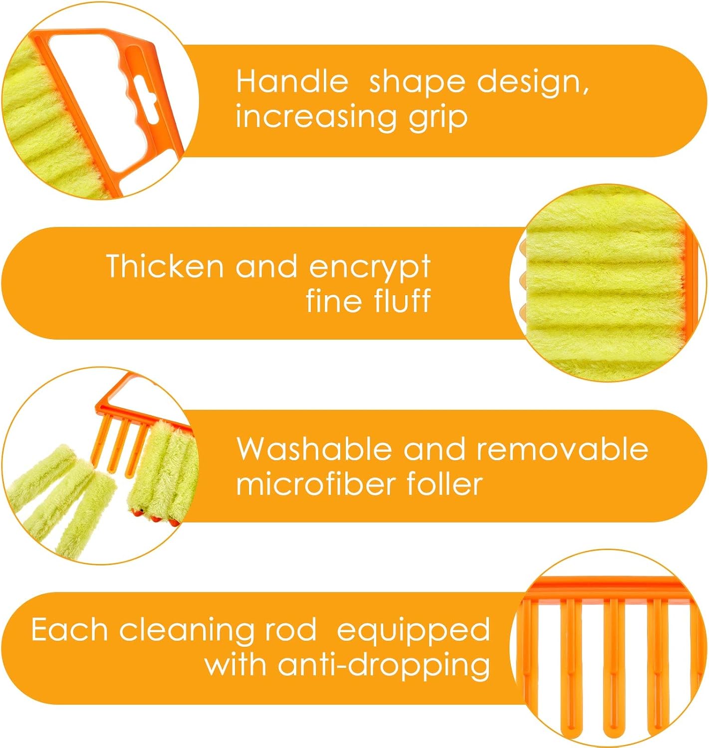 Geiserailie 2 Pcs Window Venetian Blind Cleaner Duster Tool Washable 7 Fingers Dusting Cleaner and Air Vent Shutter Brush Blinds Air Conditioner Fan Duster Dirt Housekeeping Tool (2 Color)