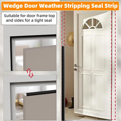 3 Pack*16.4 Ft Self-Adhesive Wedge Foam Window Weather Stripping Door Seal Strip, Soundproof Exterior Front Door Frame Gap Filler, Draft Stopper Foam Tape Noise Light Blocker (Black)