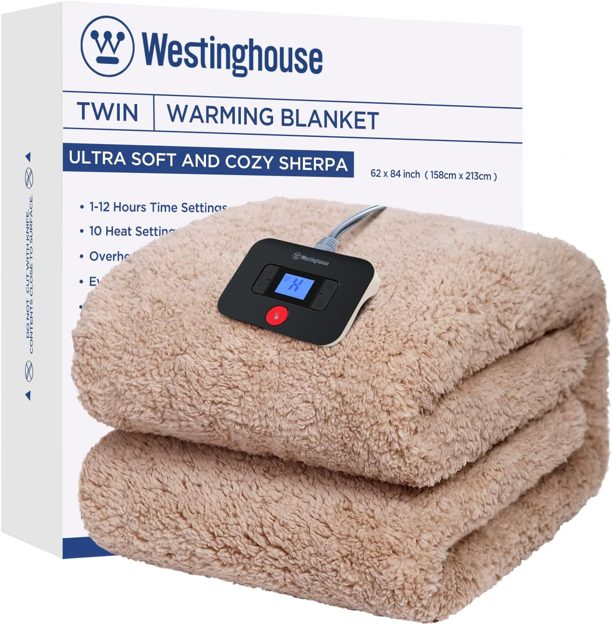 Westinghouse Electric Blanket Heated Throw, 6 Heat Settings, Grey