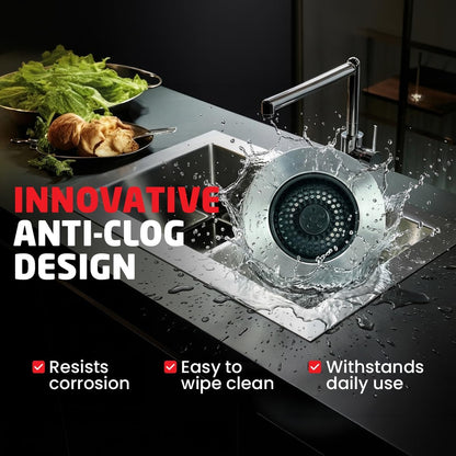 Kitchen SinkShroom Revolutionary Clog-Free Stainless Steel Sink Strainer, Black, 1-(Pack)